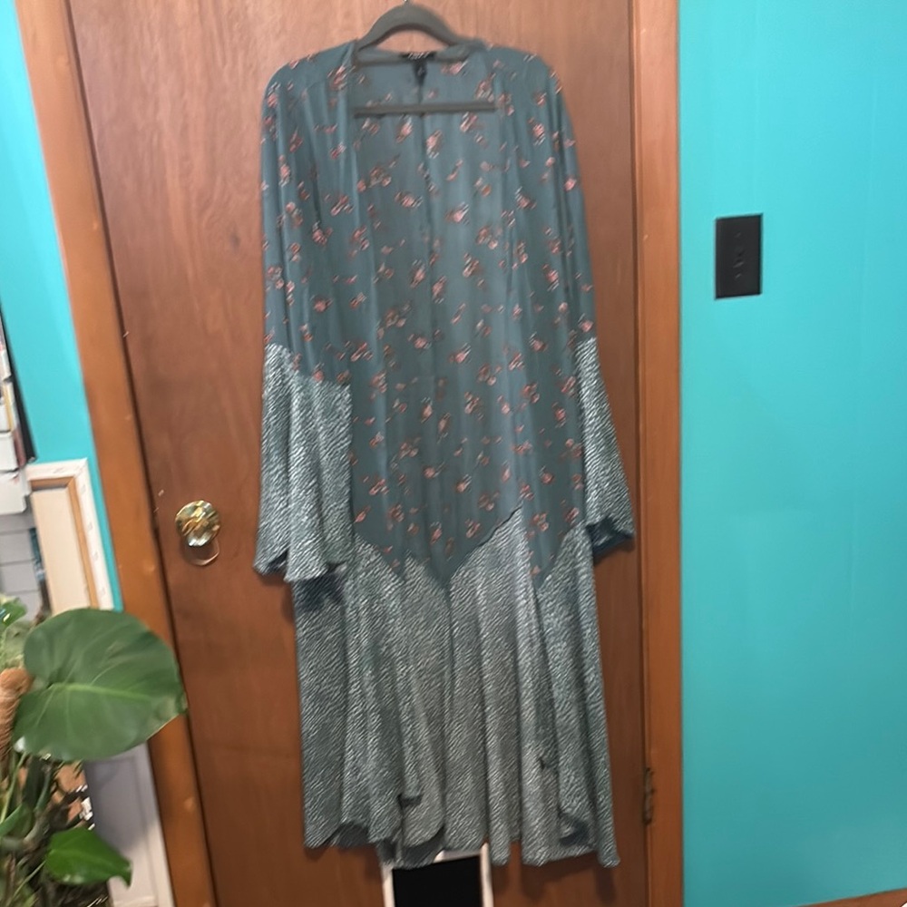 Floral Teal Maxi Kimono